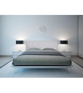 Cabecero cama con motivo bordado geométrico CA125-BLANCO Y NEGRO